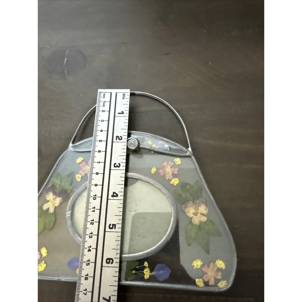 Vintage Pressed Spring Flowers Lead & Glass Picture‎ Frame 3